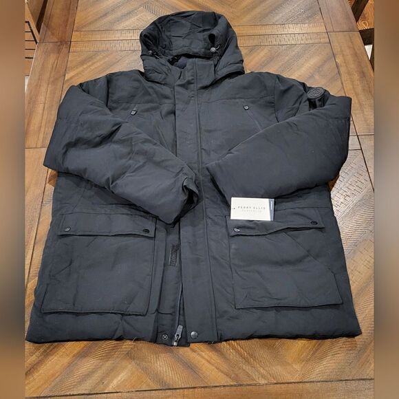 NWT Perry Ellis Black Field Jacket with removable hood Mens XL - Picture 3 of 15